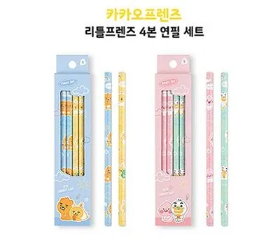 학교 판촉물 고급스럽게 제작하는 법 4 카카오프렌즈 리틀프렌즈 4본 연필 세트